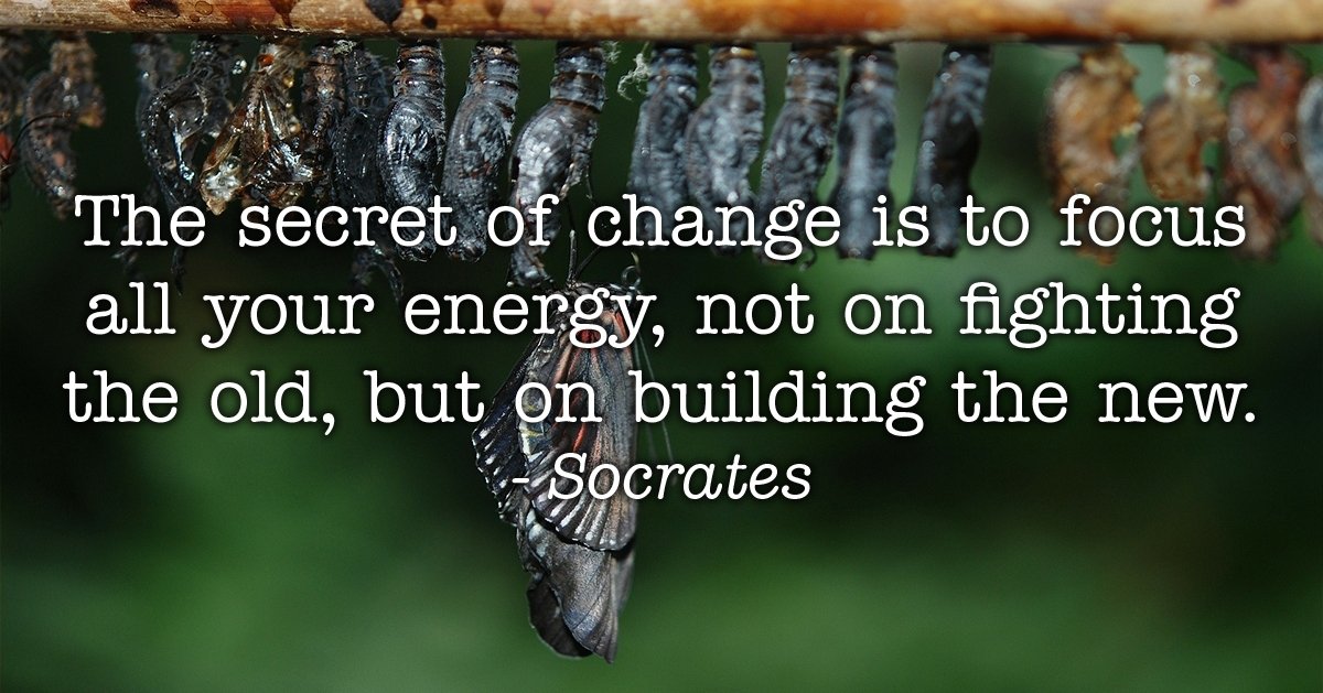 The secret of change is to focus all your energy, not on fighting the old, but on building the new. Socrates