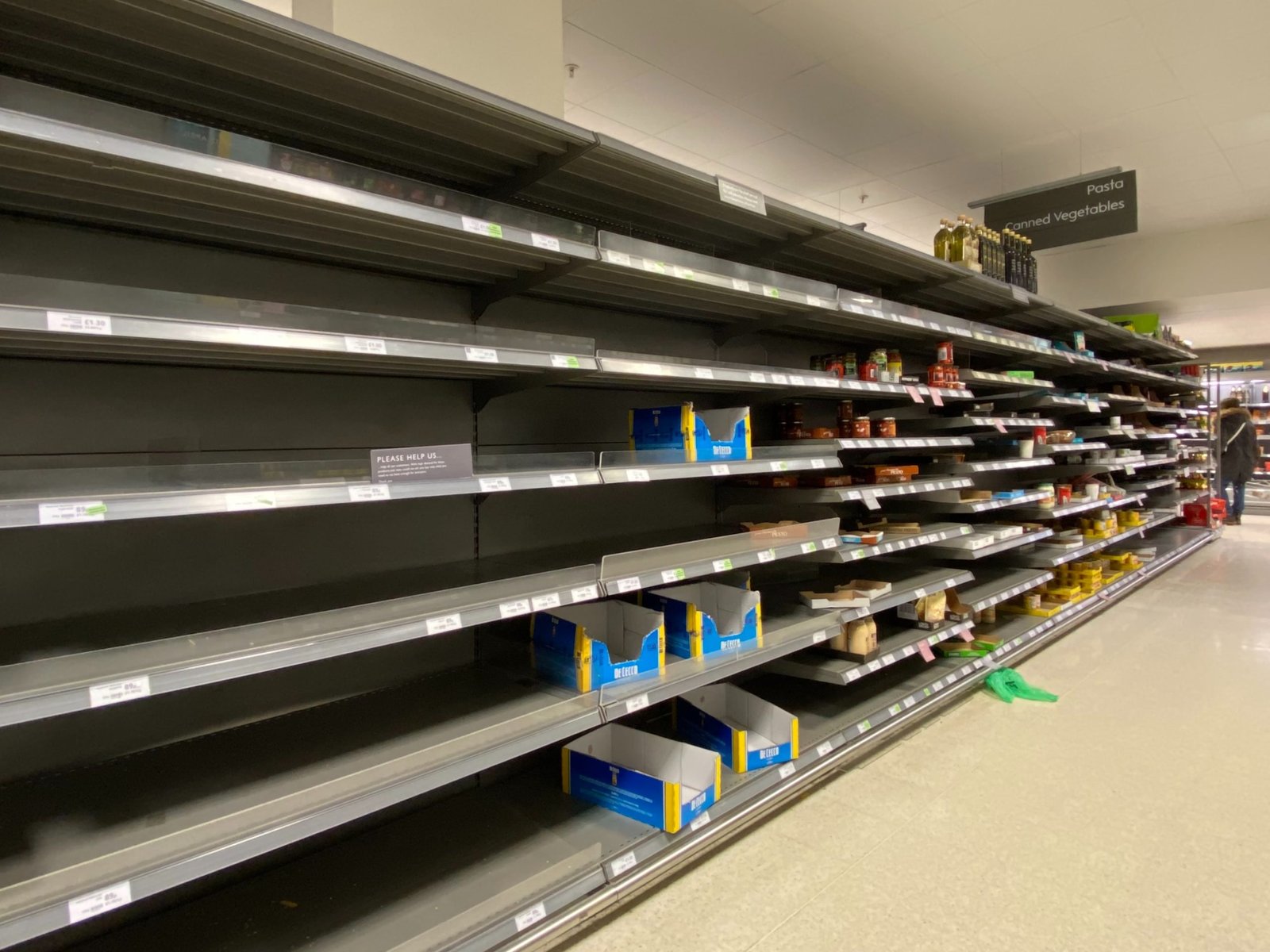 empty grocery store shelves