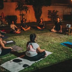 group of people meditating