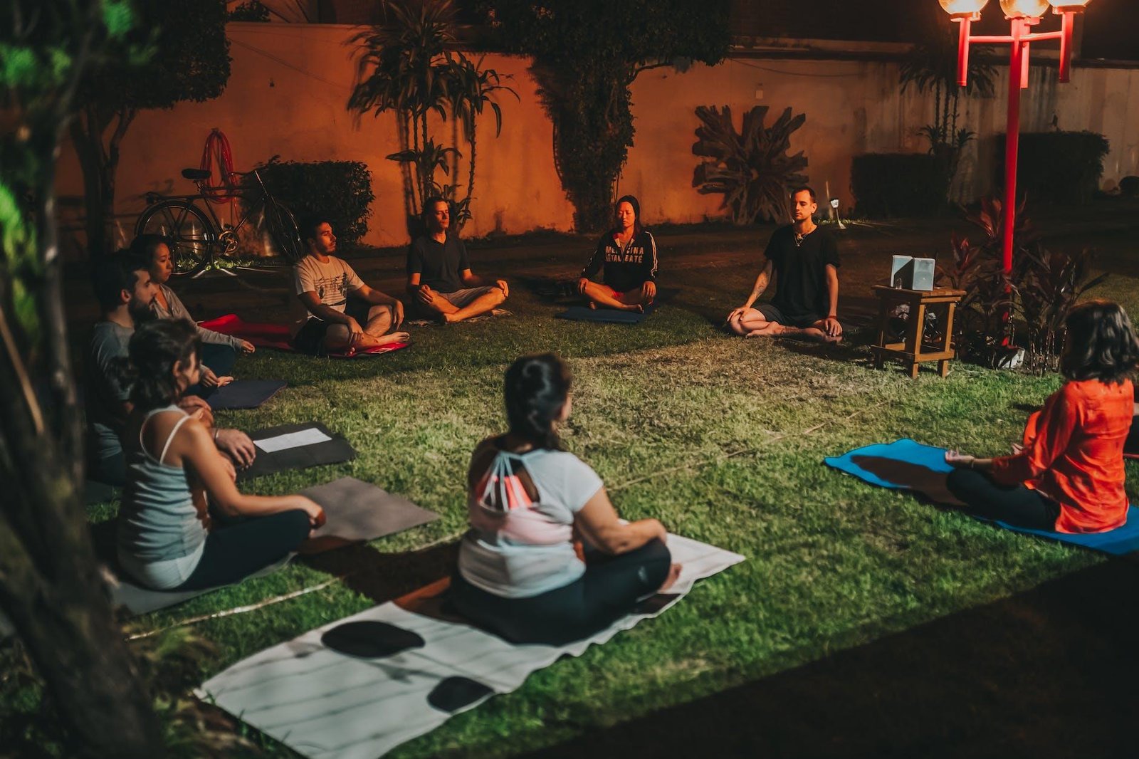 group of people meditating