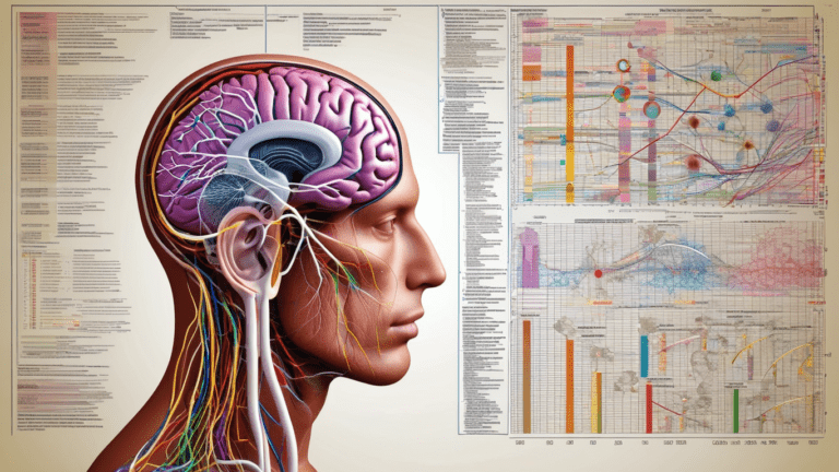 Detailed illustration of a human in with a graph chart depicting memory, attention, speed, focus, creativity, and alertness, Brain is highly detailed with realistic anatomy, chart is colorful and visually appealing, Illustration represents inner workings of in functions, Digital art style with a touch of realism, Vint colors and intricate details, Focus on showcasing in functions in a visually engaging way,