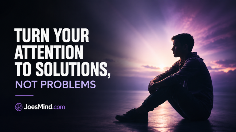Person turning from a dark problem toward a brighter path and possible solutions