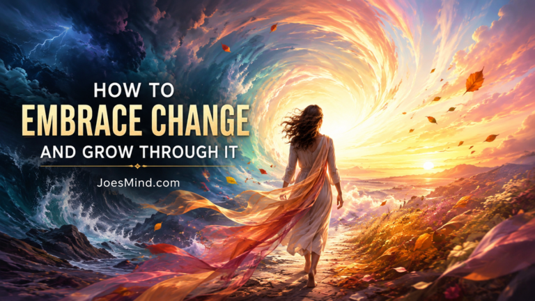 Person moving through change toward growth and a new direction