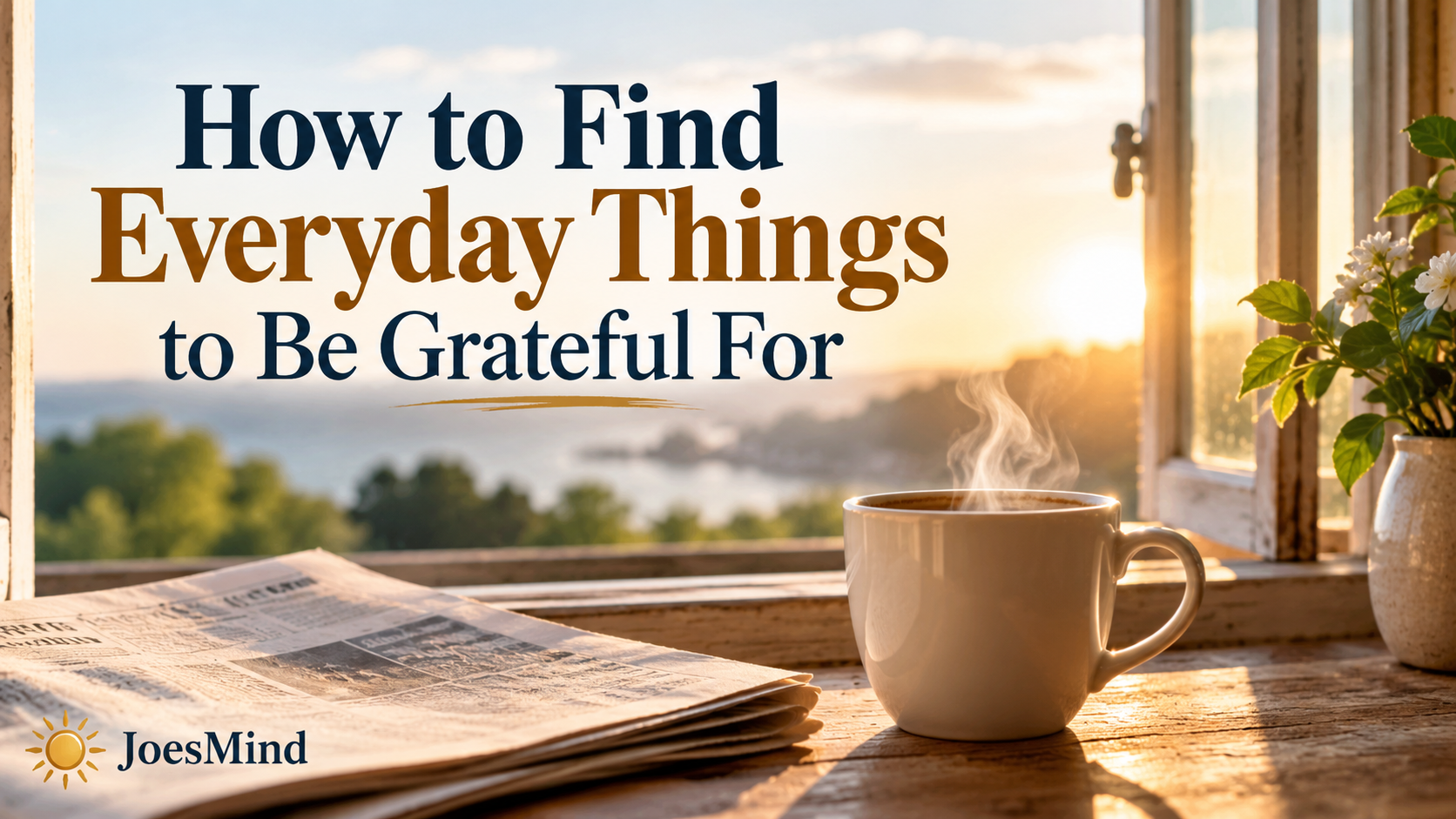 Steaming coffee by an open window illustrating everyday things to be grateful for